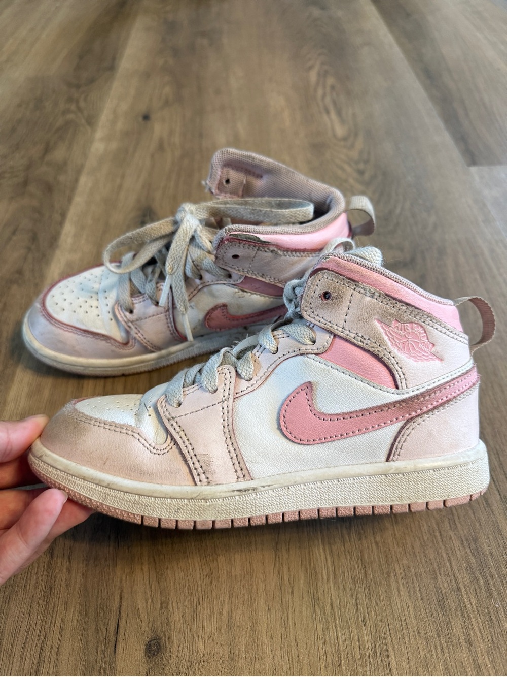 Nike Kids Pink and Cream High-Top Sneakers